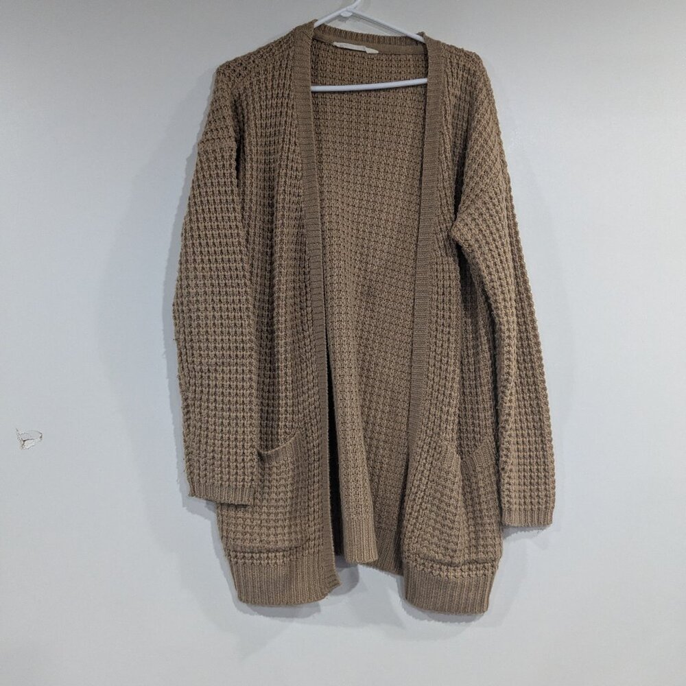 *3/$10* Bluenotes Chunky Knit Open Long Cardigan Beige Size XL